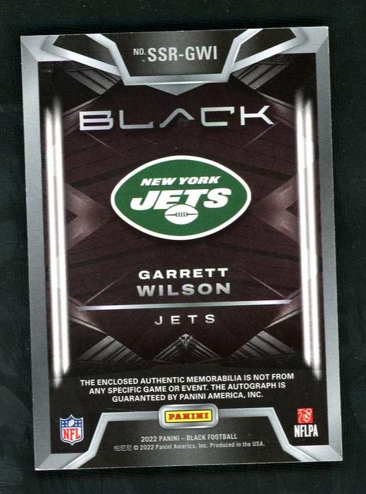 2022 Panini Black SSR-GWI Garrett Wilson Sizeable Signatures Rookie /75 VG New York Jets Auto