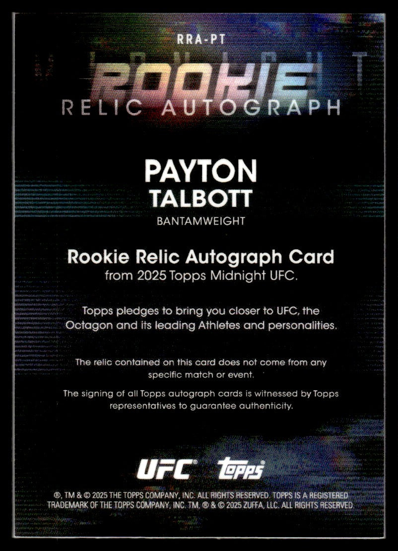 2025 Topps Midnight RRA-PT Payton Talbott Rookie Relic Autograph Rookie