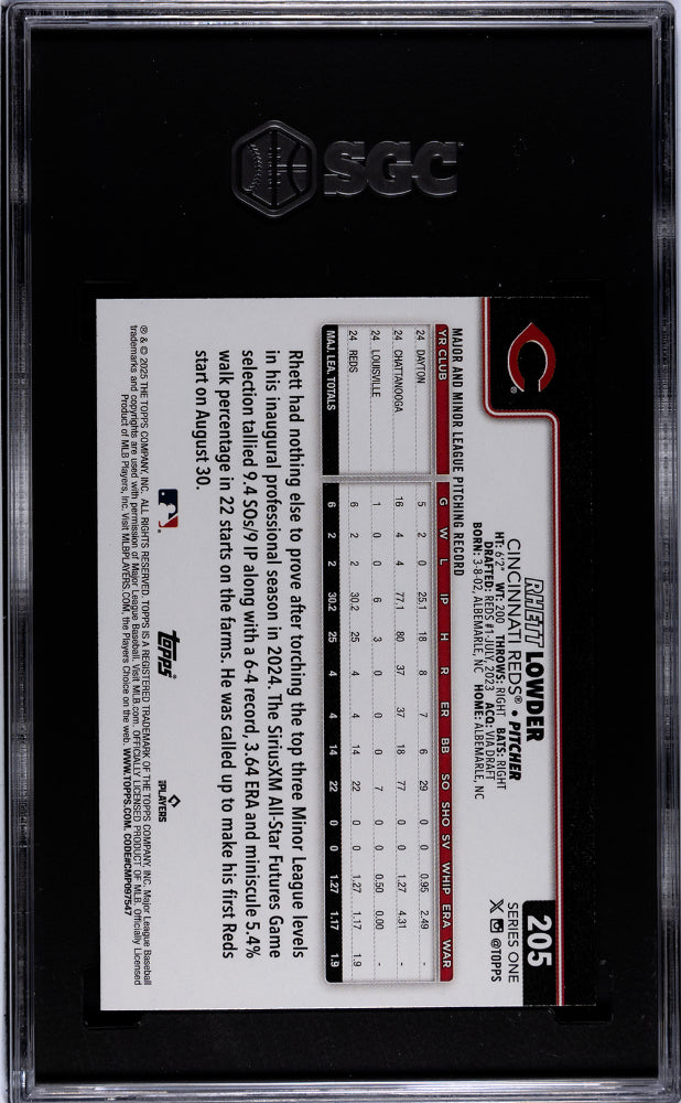 2025 Topps #205 Rhett Lowder SGC 10