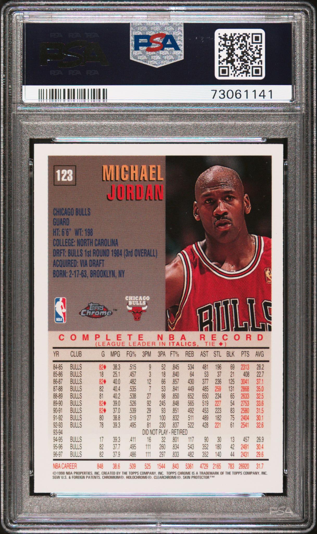 1997 Topps Chrome Michael Jordan #123 PSA 8