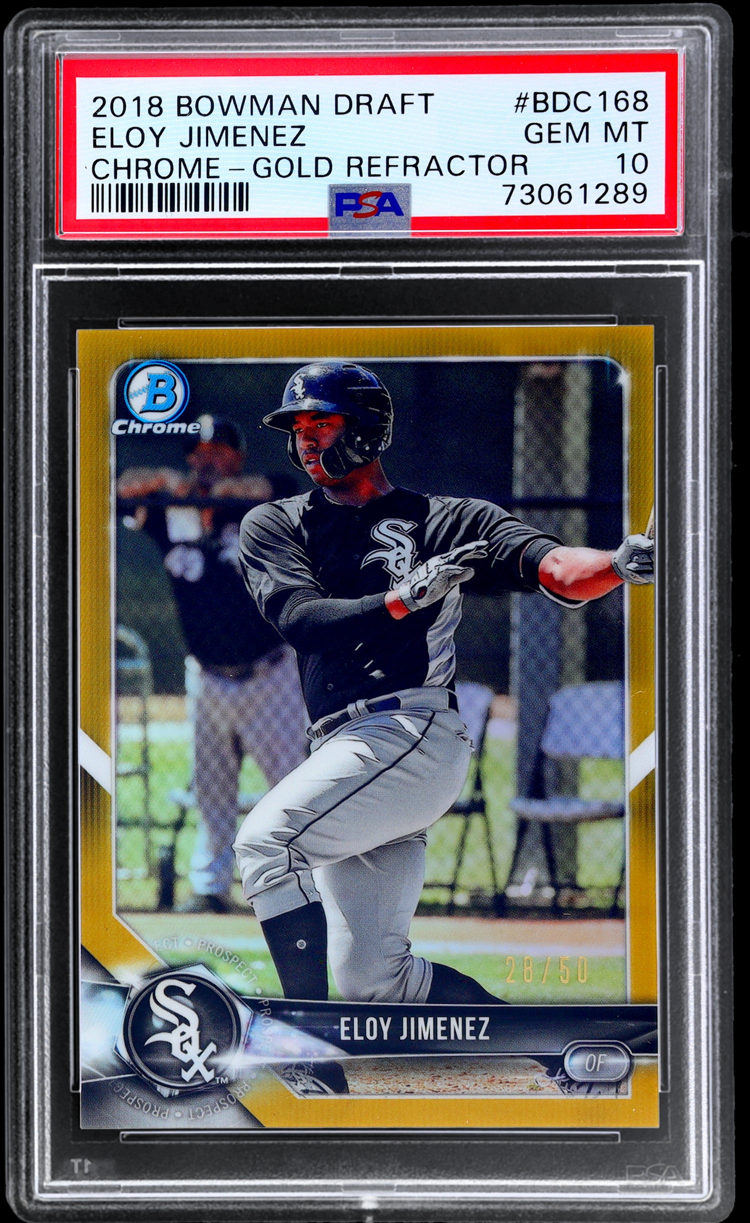 2018 Bowman Draft Chrome Gold Refractor Eloy Jimenez #BDC168 /50 PSA 10