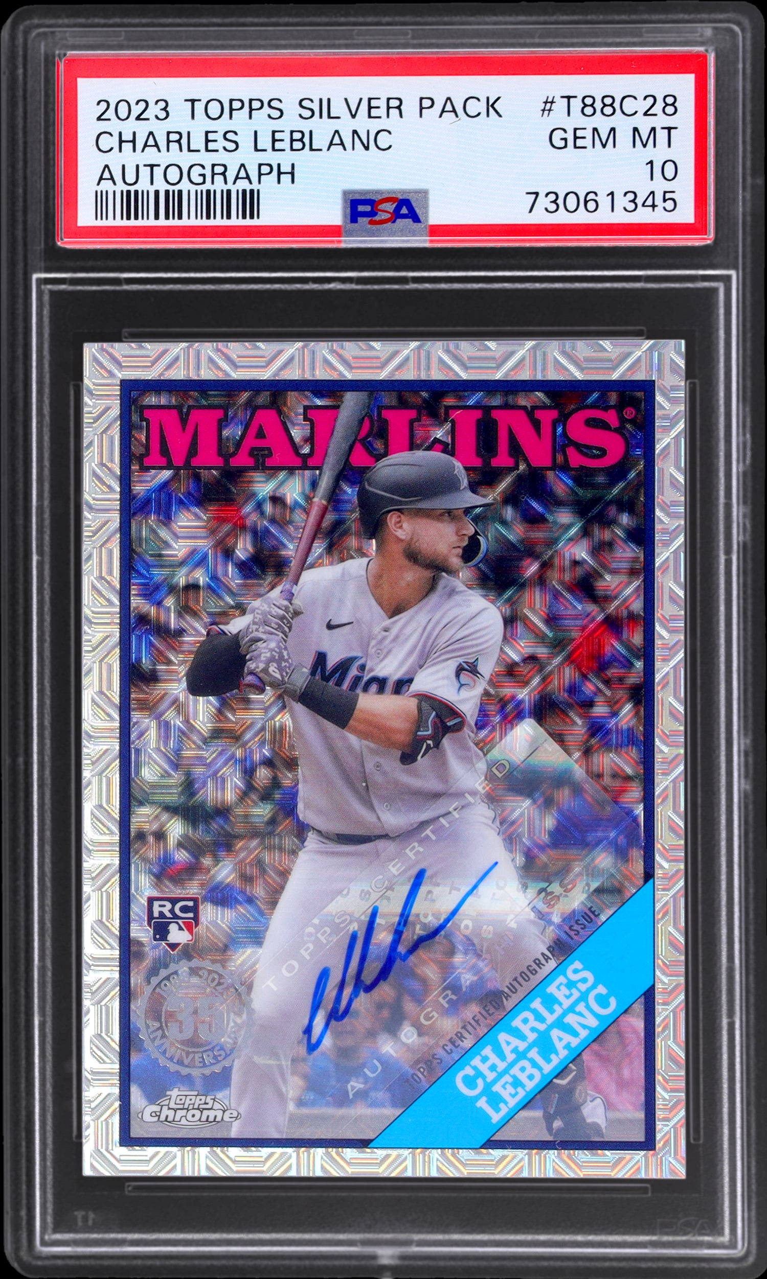 2023 Topps Silver Pack Charles Leblanc #T88C28 RC Auto /199 PSA 10