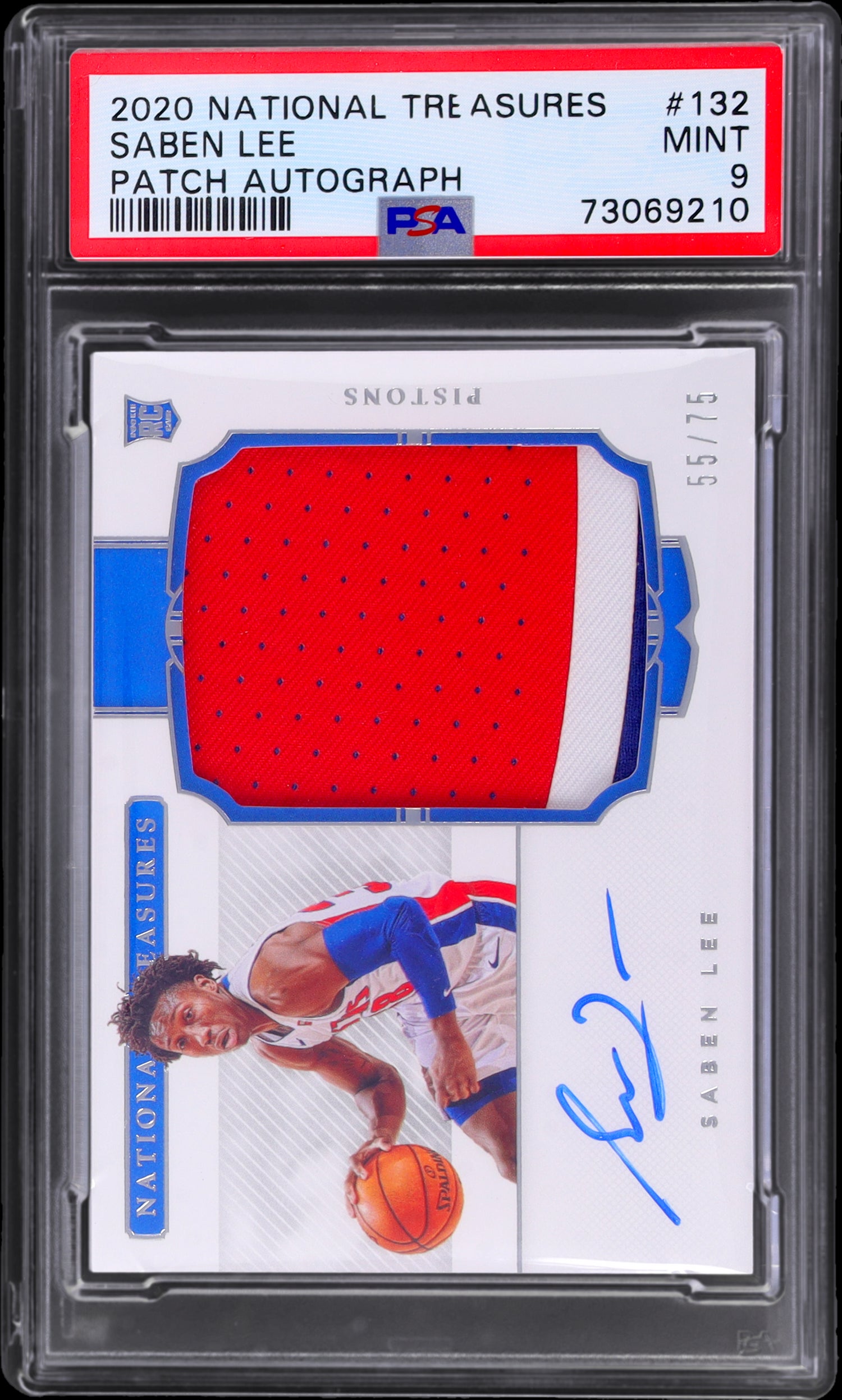2020 Panini National Treasures Saben Lee #132 RPA /75 PSA 9