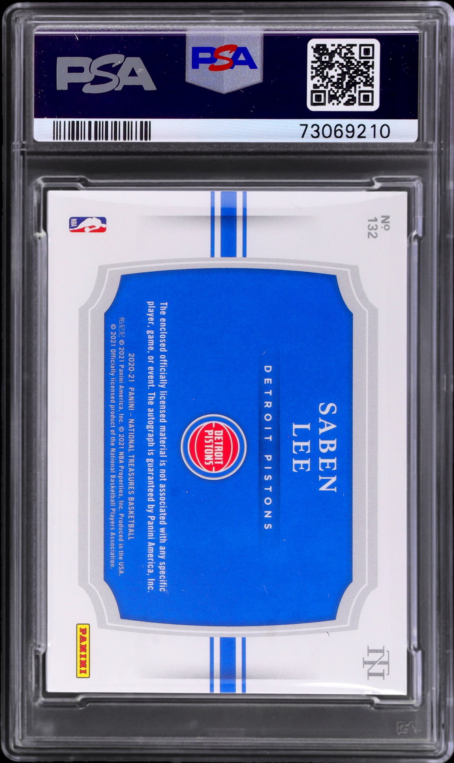 2020 Panini National Treasures Saben Lee #132 RPA /75 PSA 9