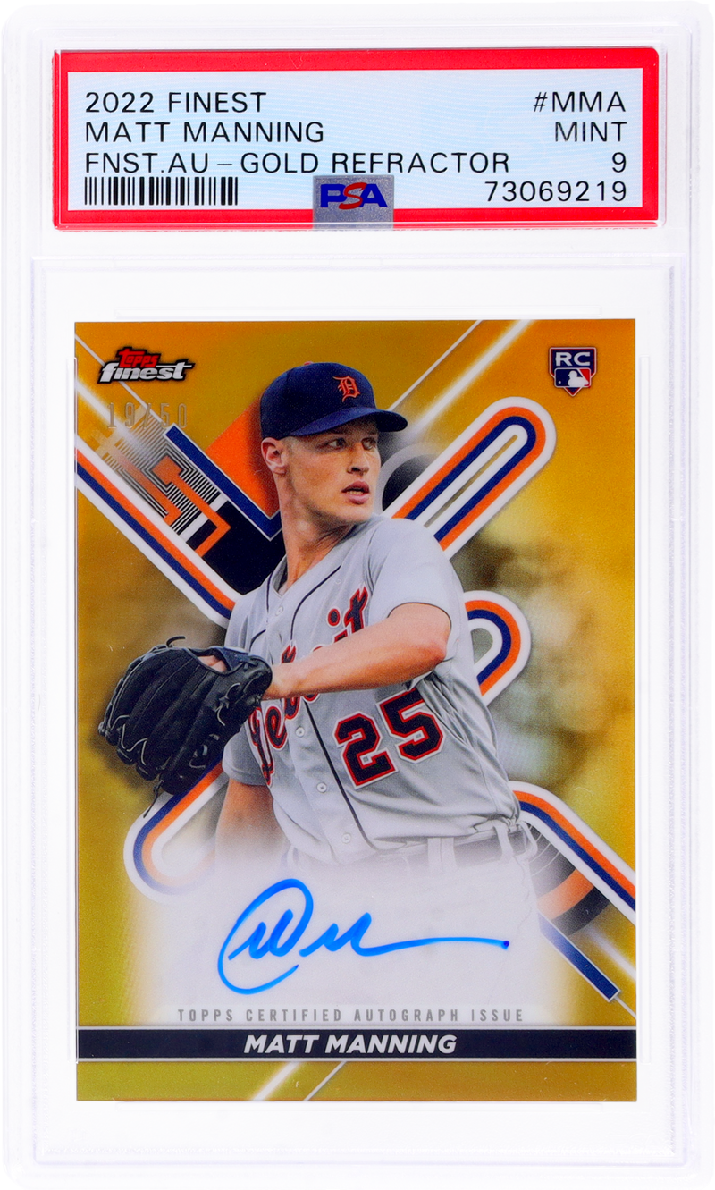 2022 Finest Matt Manning #FAMMA Gold Refractor Auto /50 PSA 9