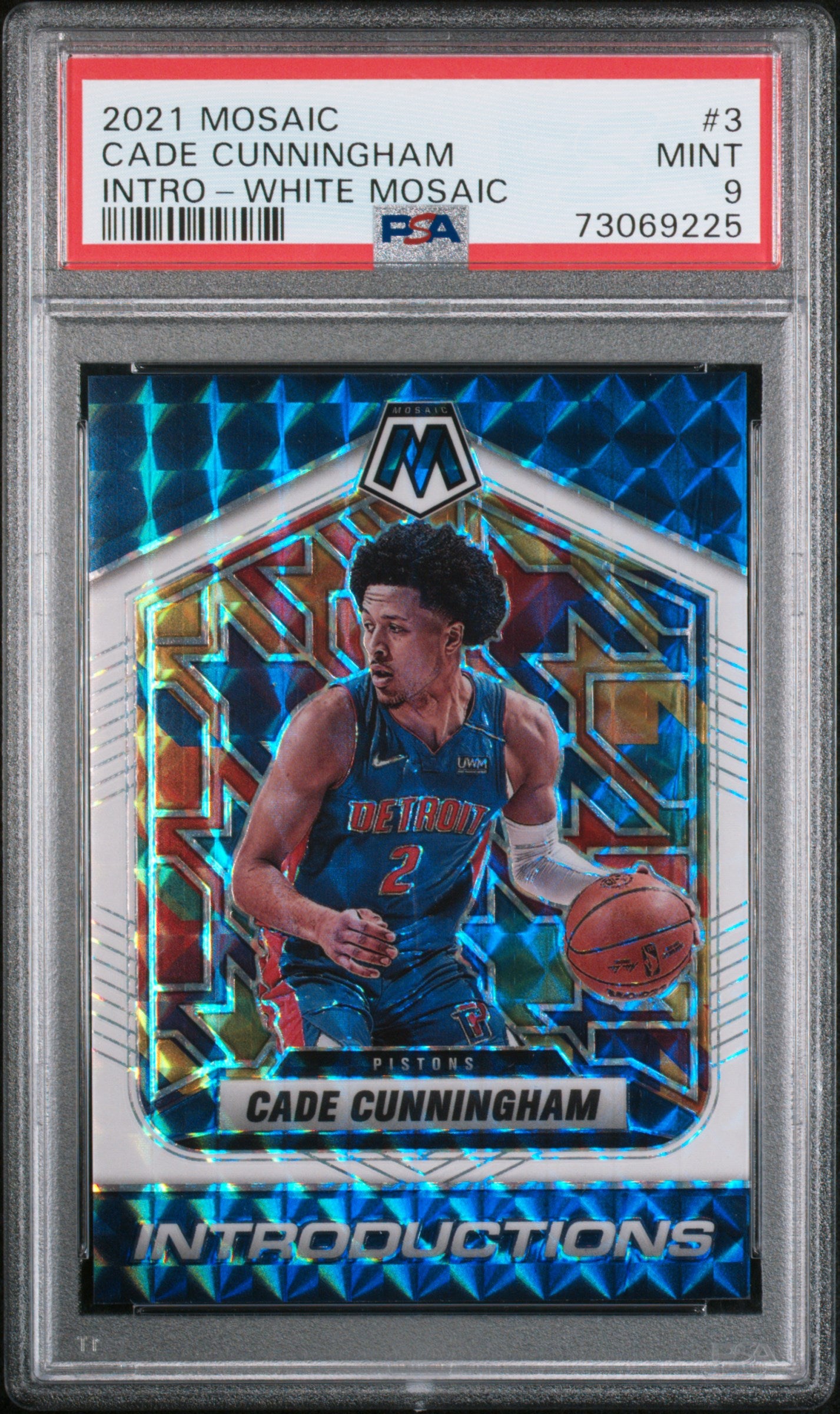 2021 Panini Mosaic Rookie Introductions White /25 #3 Cade Cunningham PSA 9