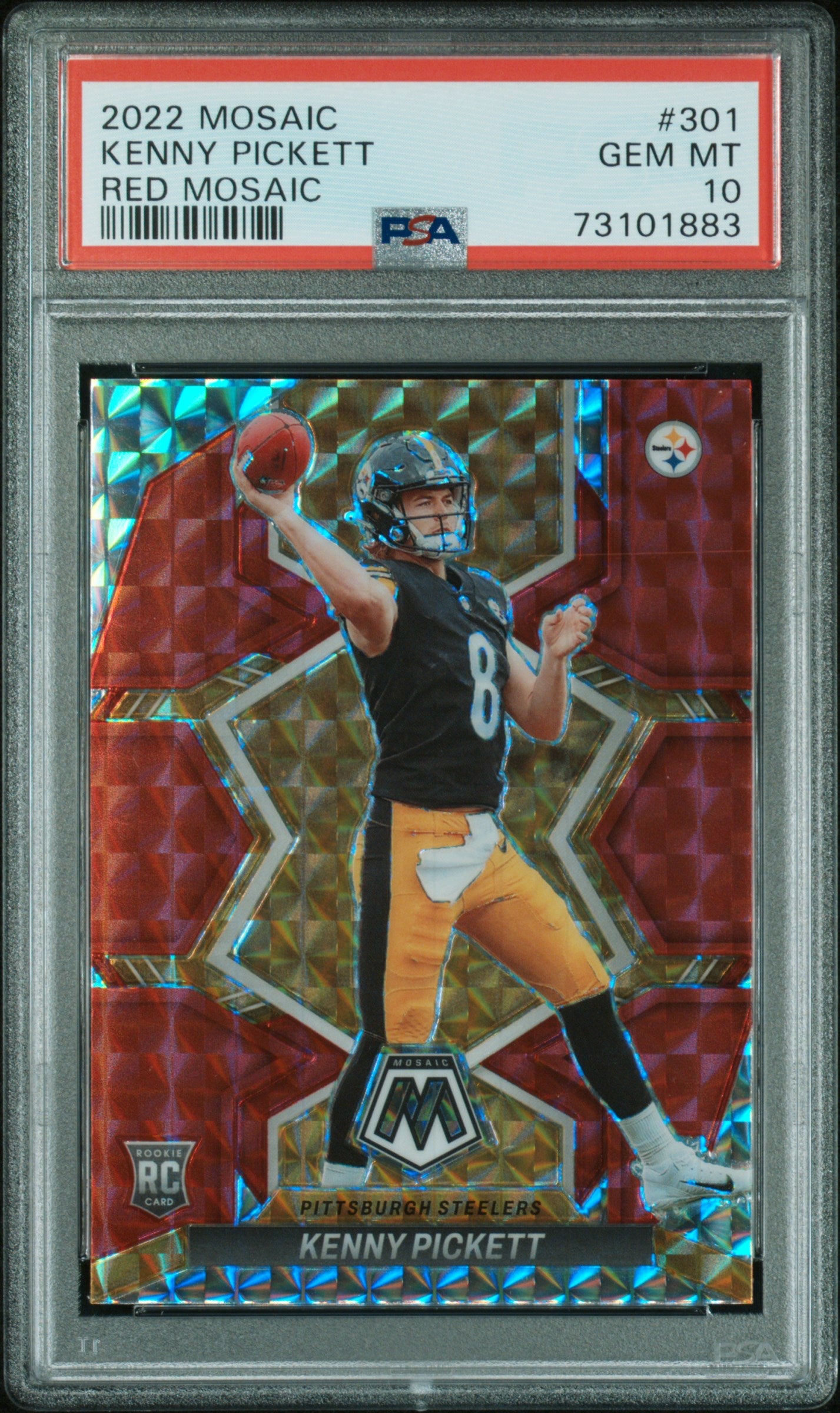 2022 Panini Mosaic Red Mosaic Kenny Pickett #301 PSA 10