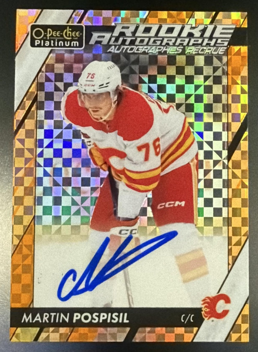 2023 O-Pee-Chee Platinum Martin Pospisil Rookie Auto Orange Checkers /15 RC