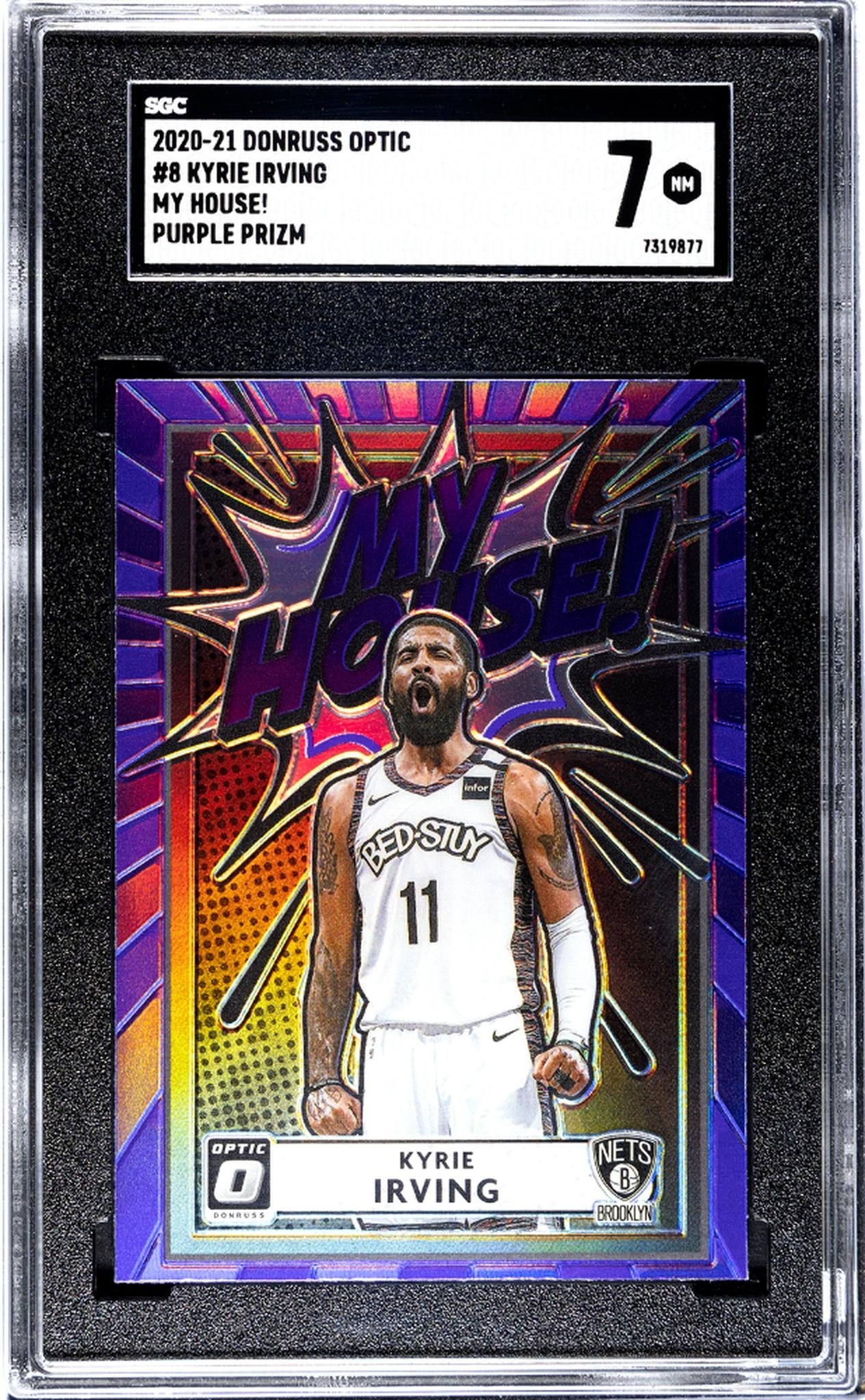 2020-21 Donruss Optic #8 Kyrie Irving My House! Purple Prizm SGC 7