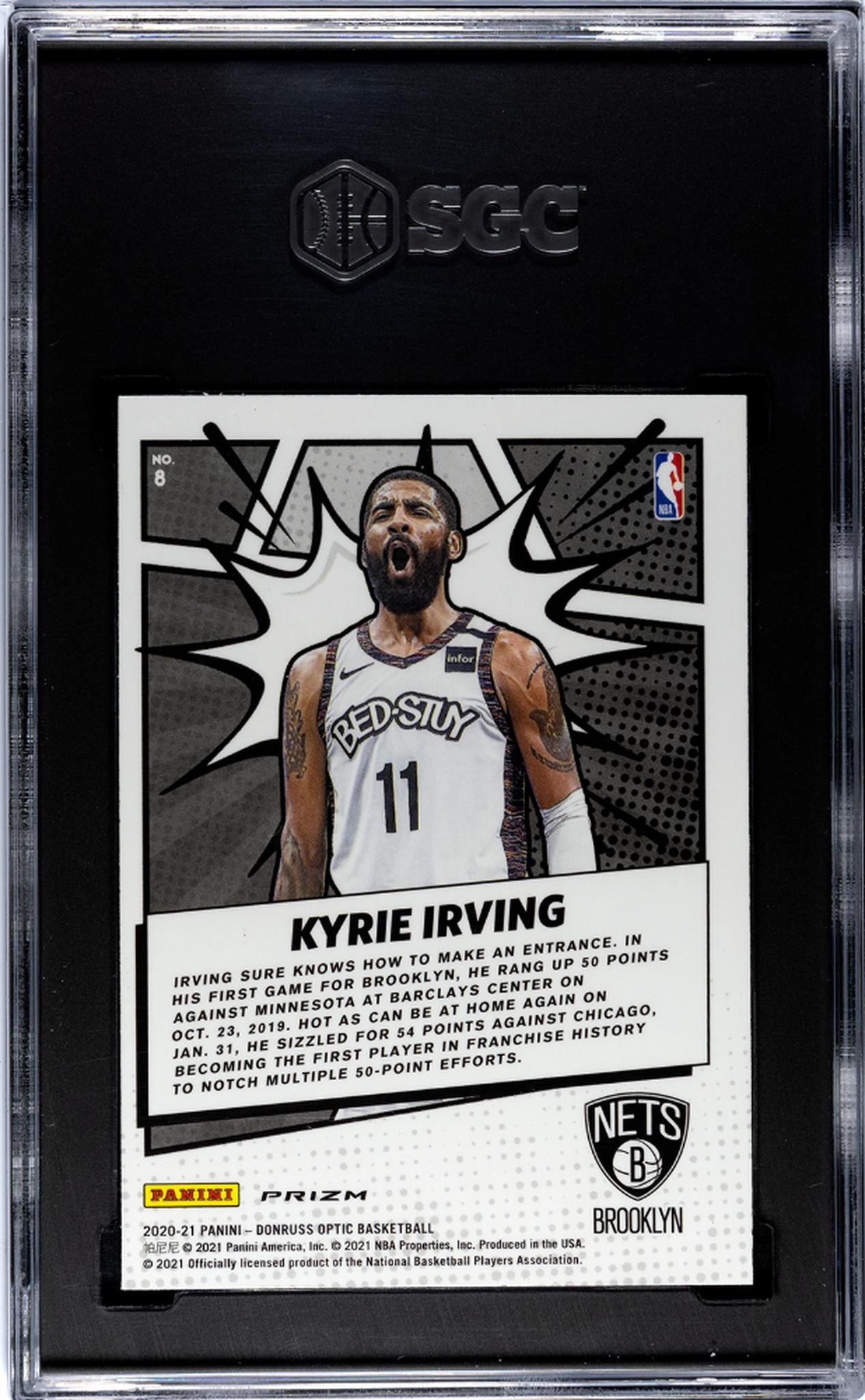 2020-21 Donruss Optic #8 Kyrie Irving My House! Purple Prizm SGC 7