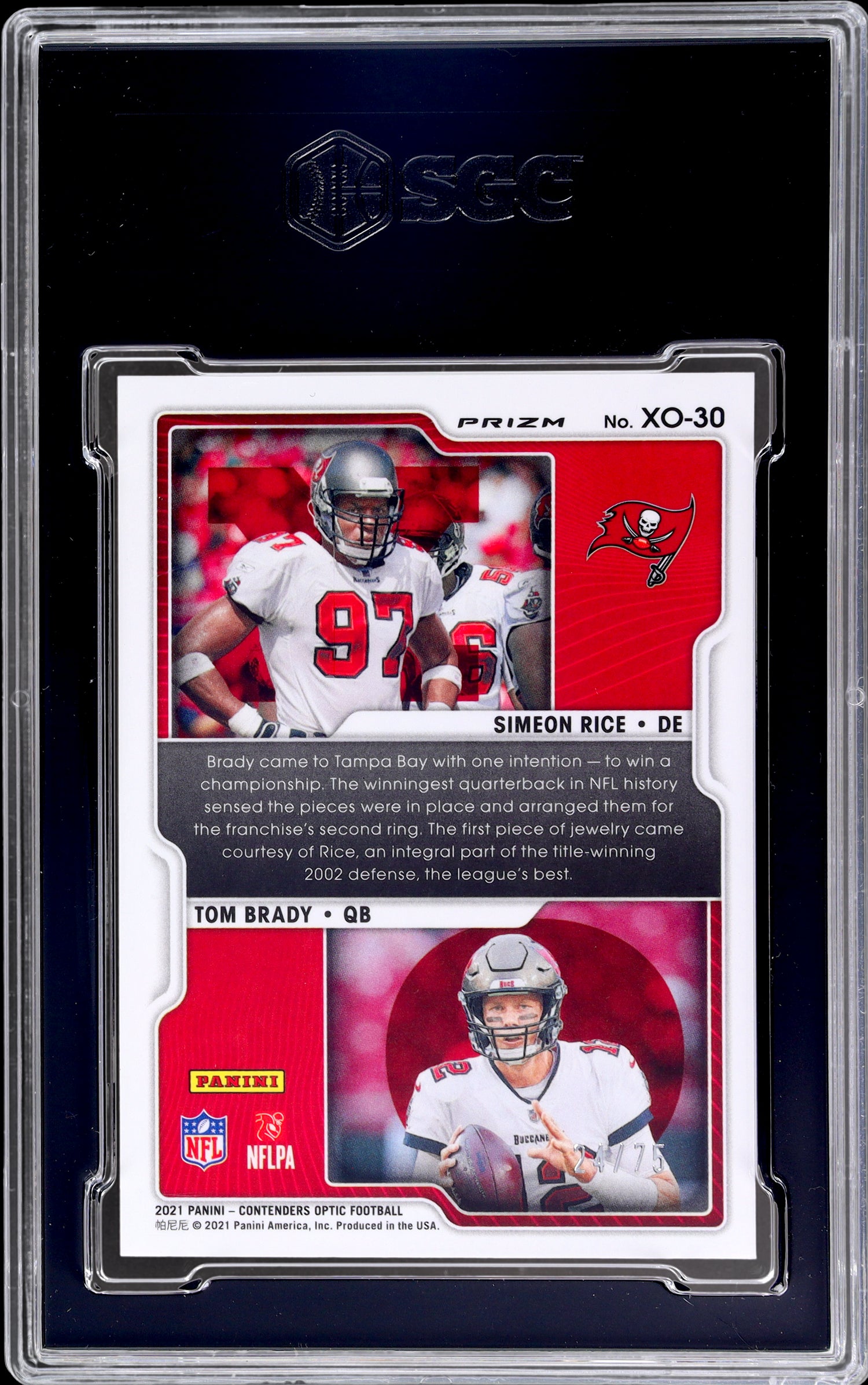2021 Panini Contenders Optic X's and O's Tom Brady #XO-30 /75 SGC 10