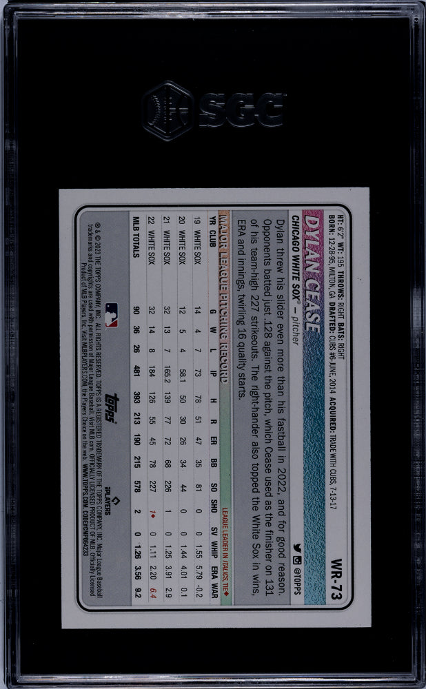 2023 Topps Big League #WR-73 Dylan Cease Wrapper Redemption /199 SGC 9