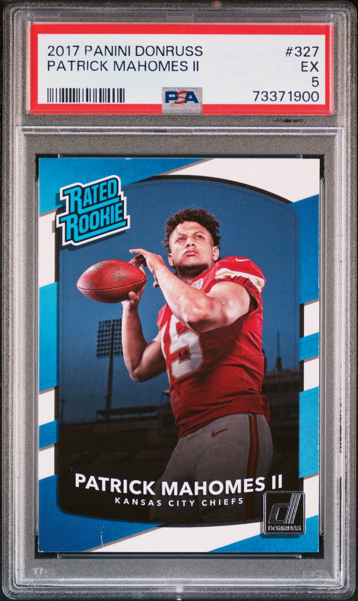 Mahomes Rookie Card 2017 Panini Donruss Rated Rookie Patrick Mahomes II #327 PSA 5 ...