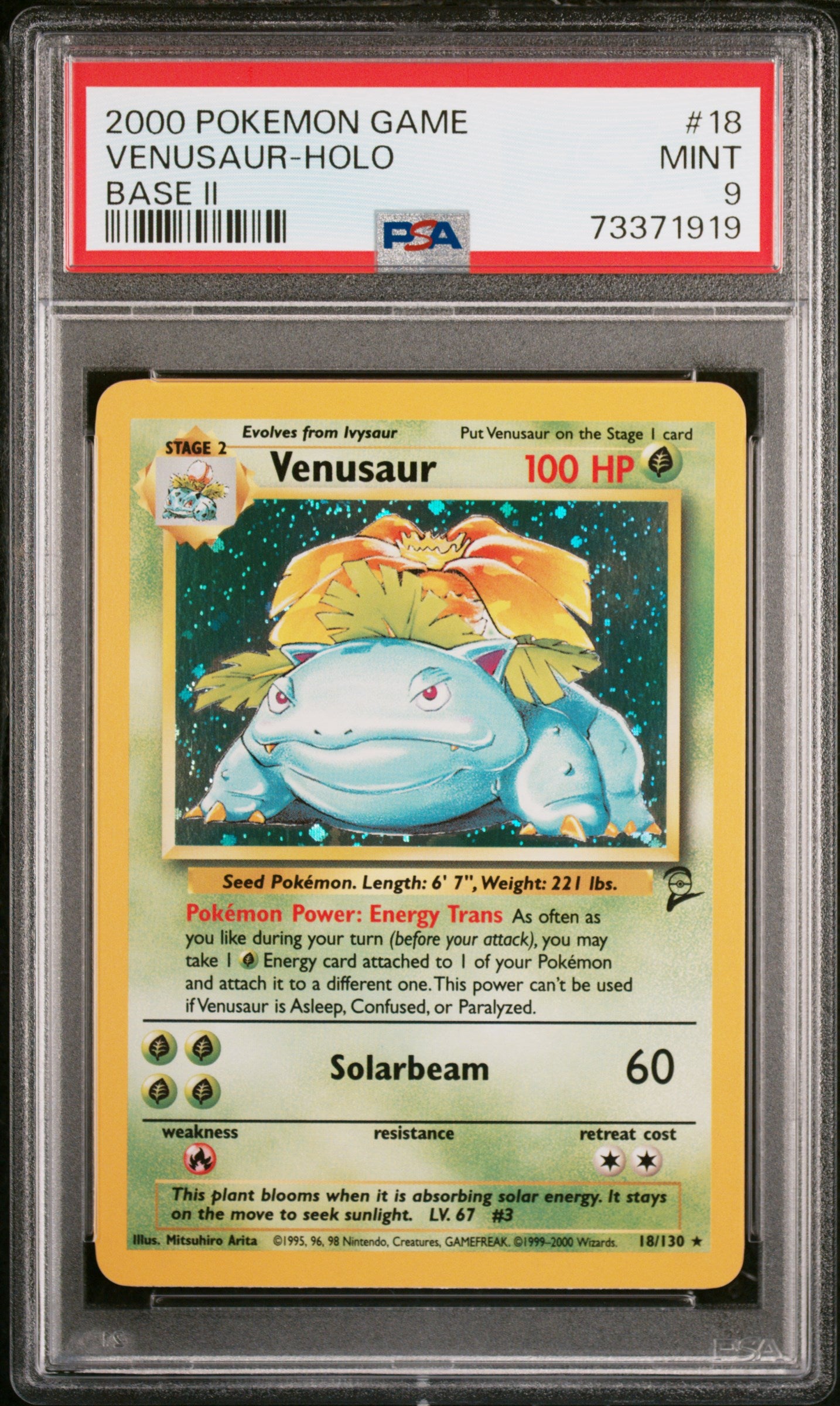 2000 Pokemon #18/130 Venusaur Base Set 2 PSA 9