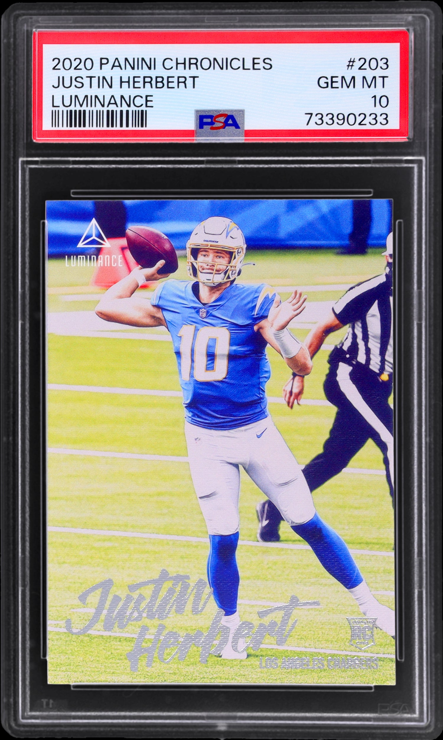 2020 Panini Chronicles Luminance Justin Herbert #203 RC PSA 10
