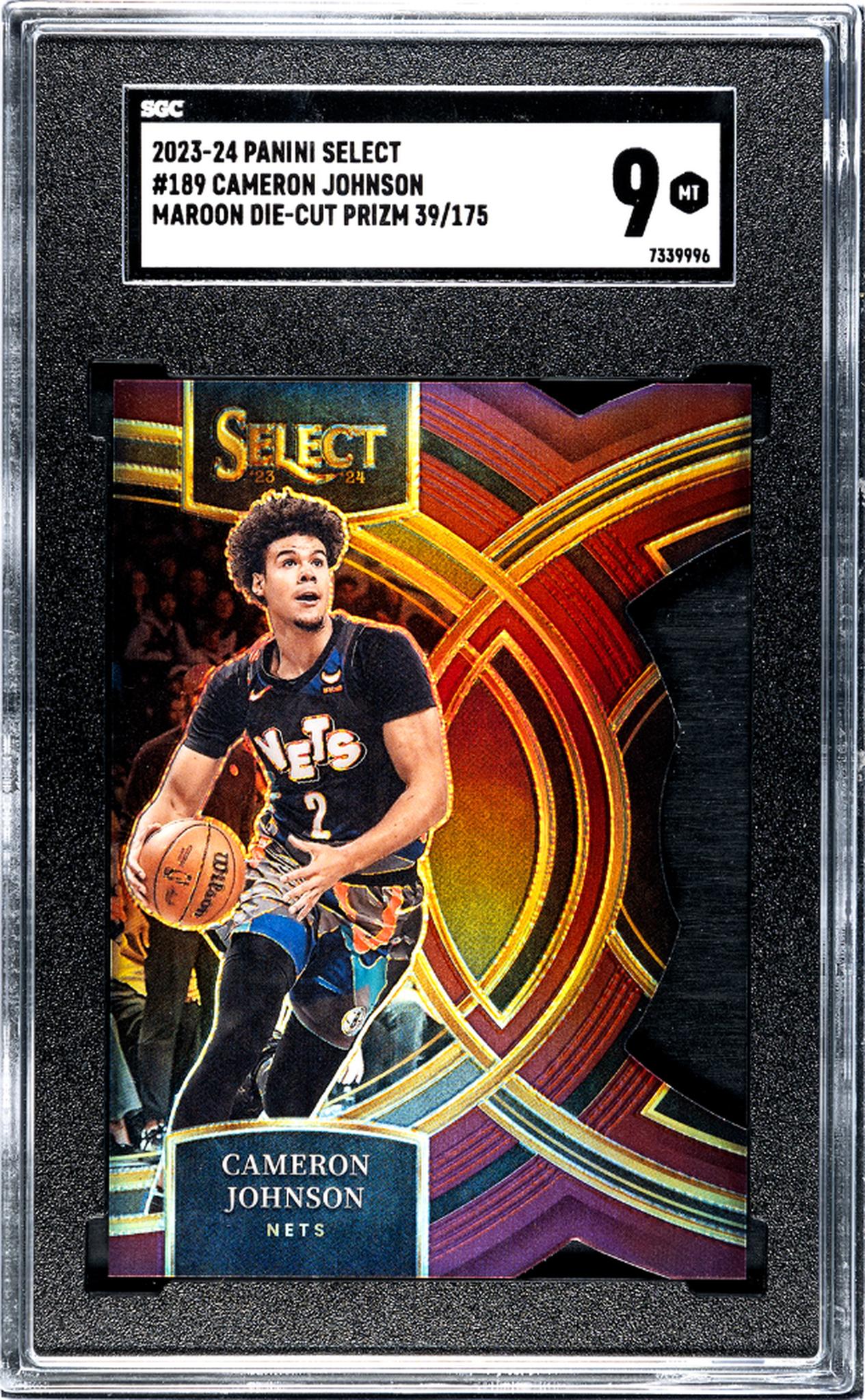 2023-24 Panini Select #189 Cameron Johnson Maroon Die-Cut Prizm 39/175 SGC 9