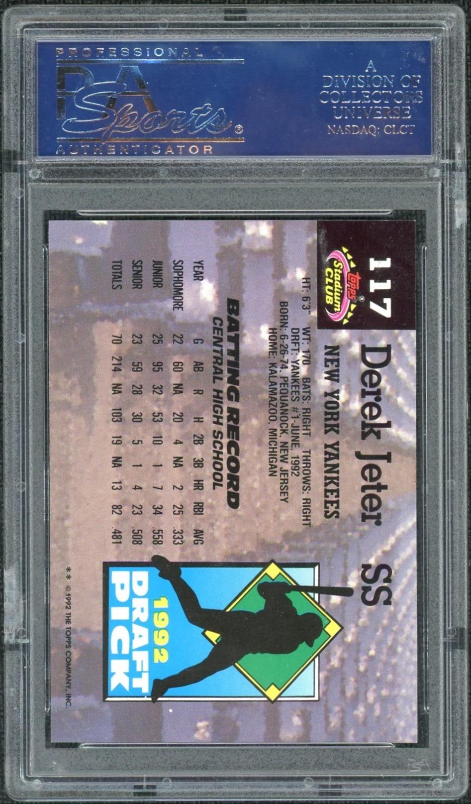 1993 Stadium Club Murphy Derek Jeter #117 PSA 9