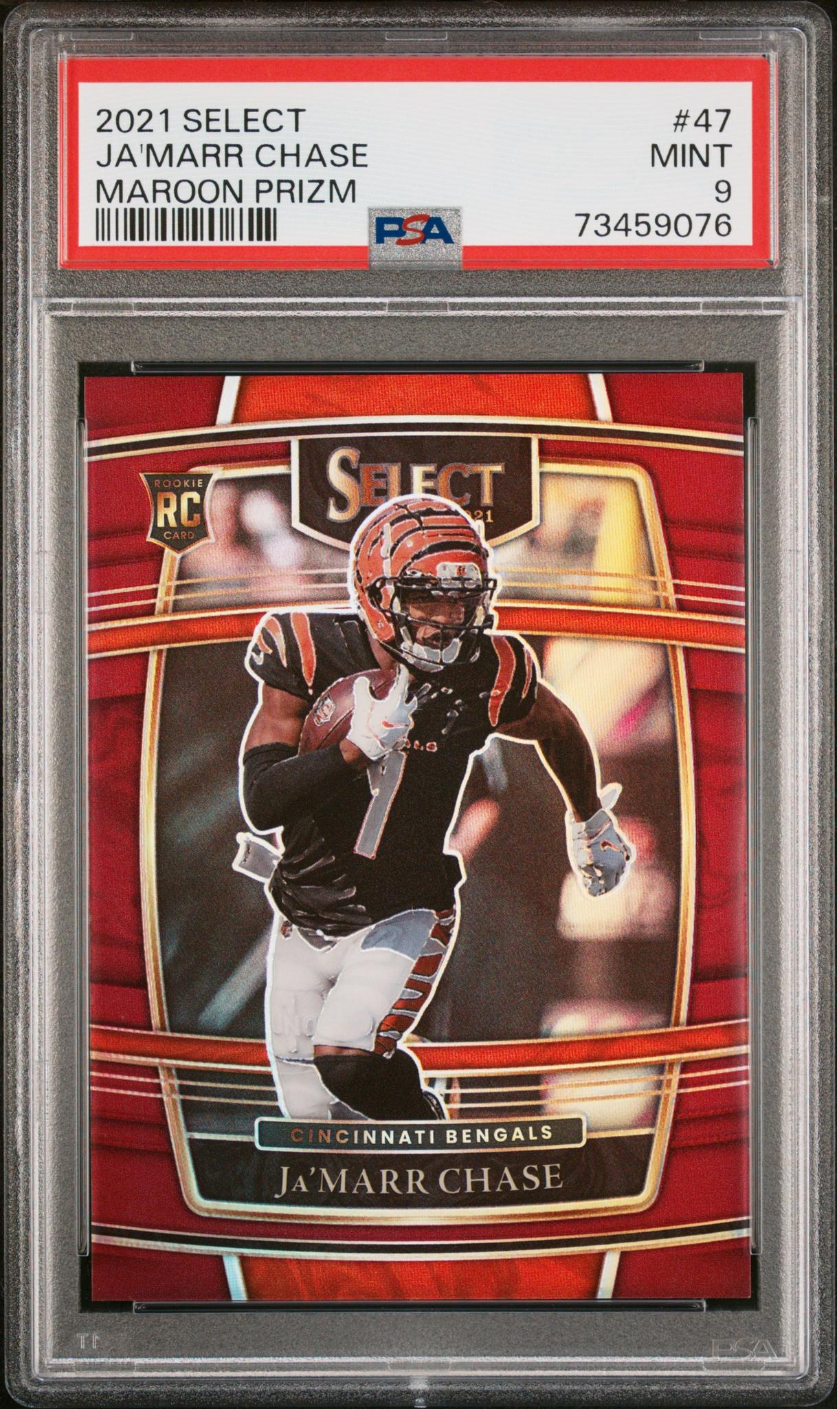 2021 Panini Select Prizm Maroon Ja'Marr Chase #47 /149 PSA 9