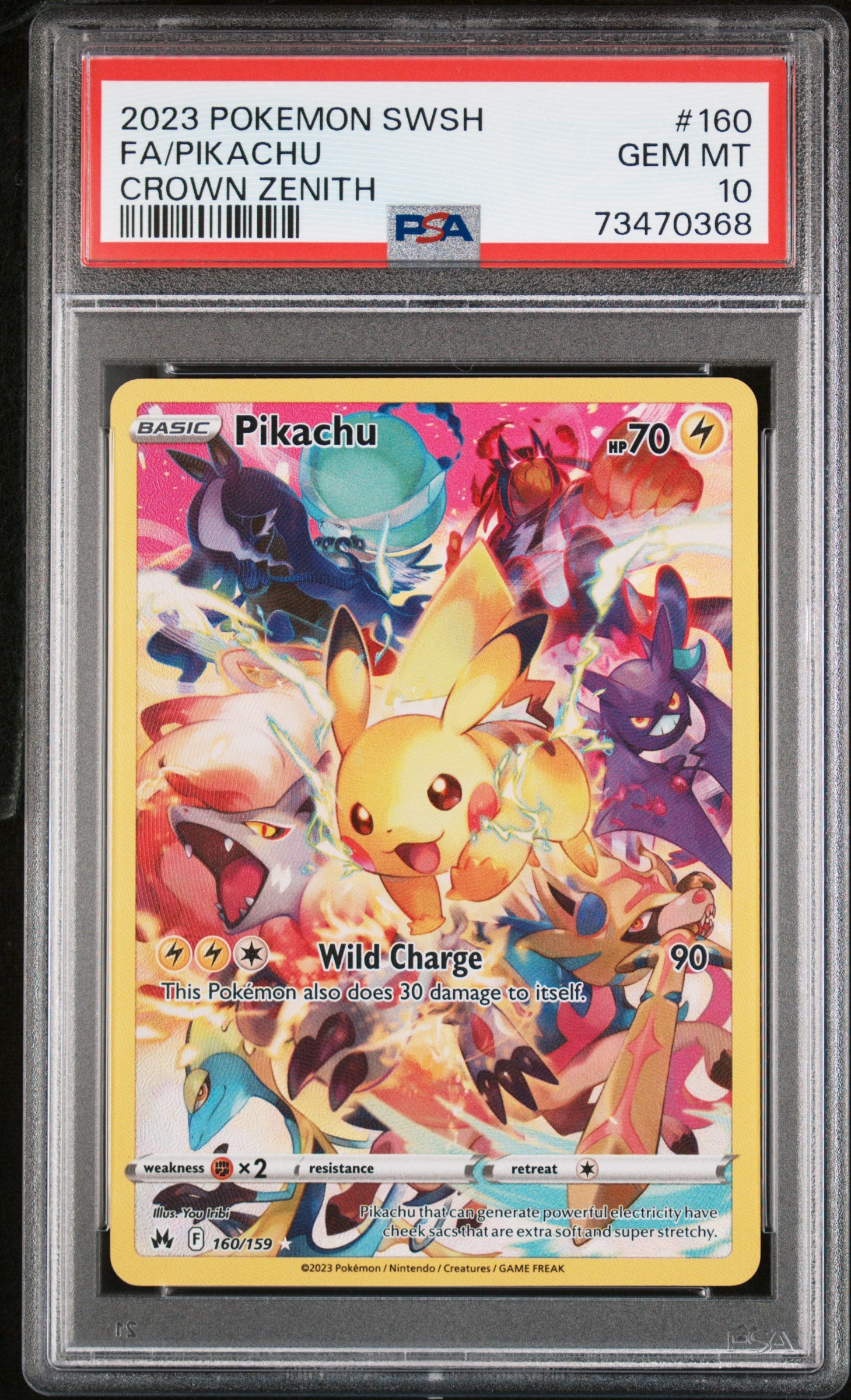 2023 Pokemon Sword and Shield Crown Zenith #160 Pikachu PSA 10