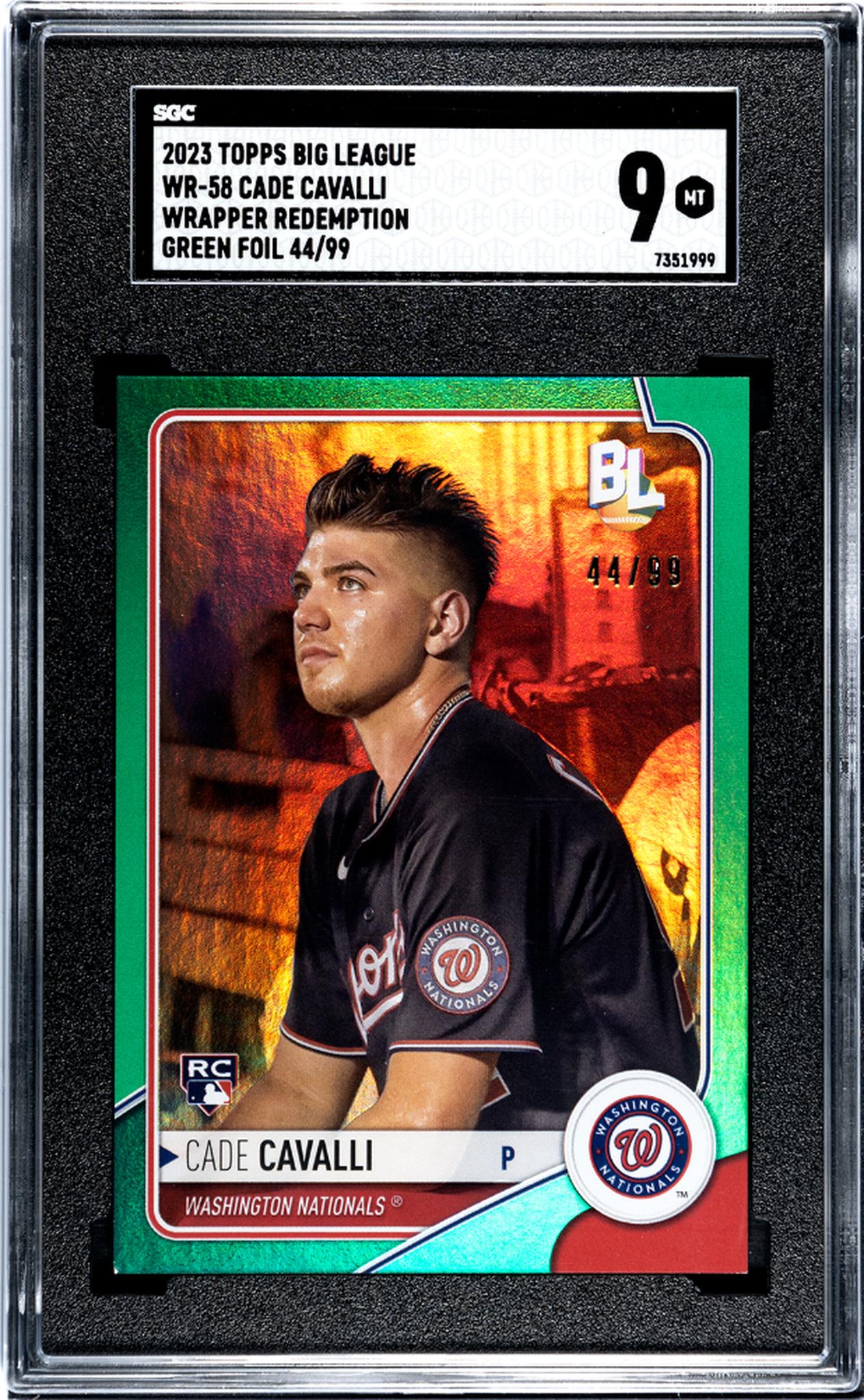 2023 Topps Big League Green Foil Cade Cavalli #WR-58 RC /99 SGC 9