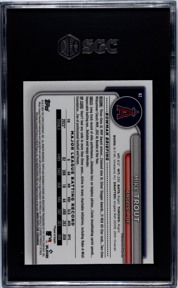 2024 Bowman Chrome Mega Box Mike Trout #82 SGC 9.5