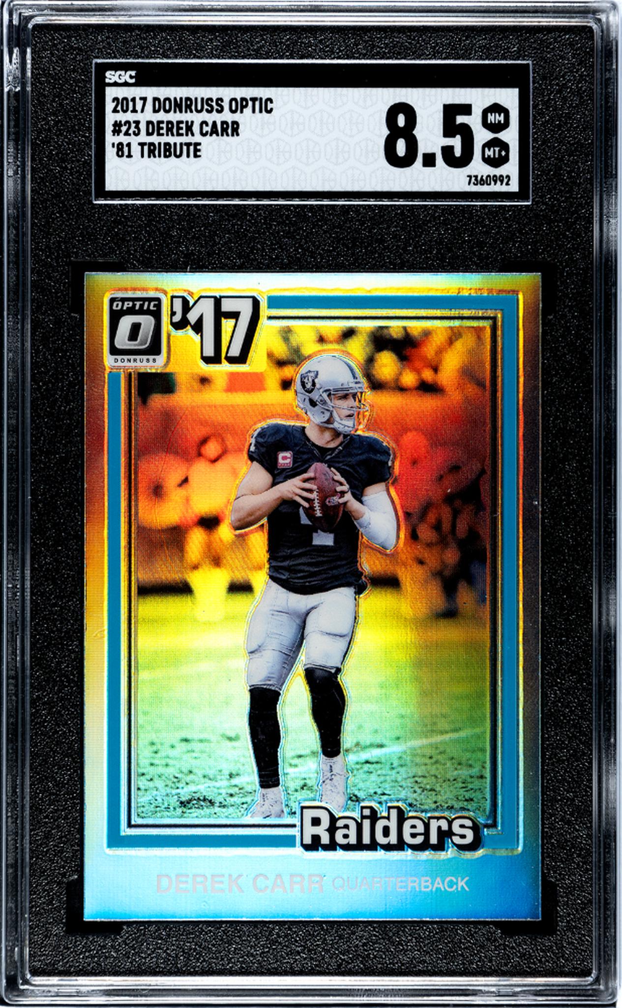 2017 Donruss Optic #23 Derek Carr '81 Tribute SGC 8.5