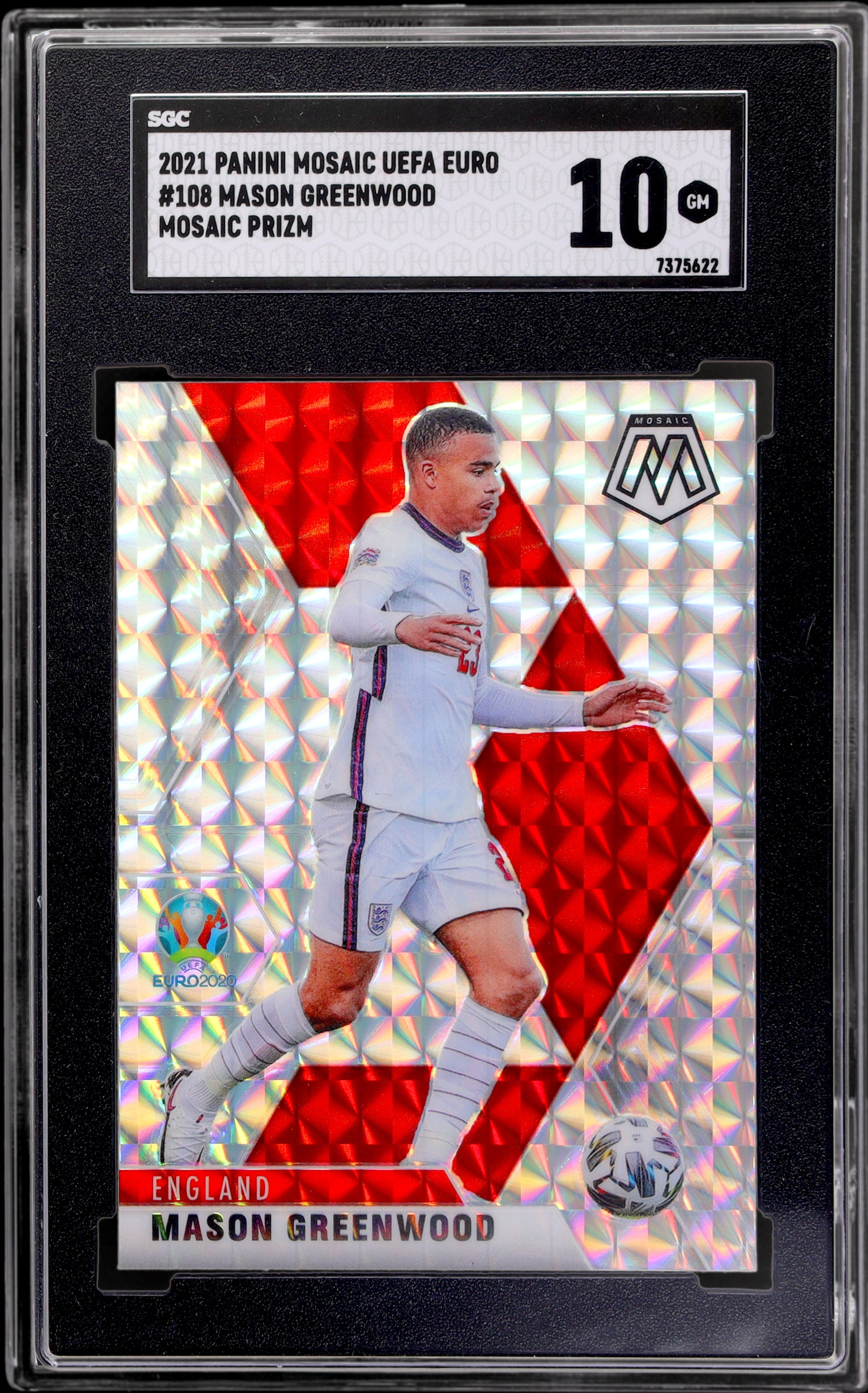 2021 Panini Mosaic Euro Mosaic Prizm Mason Greenwood #108 SGC 10