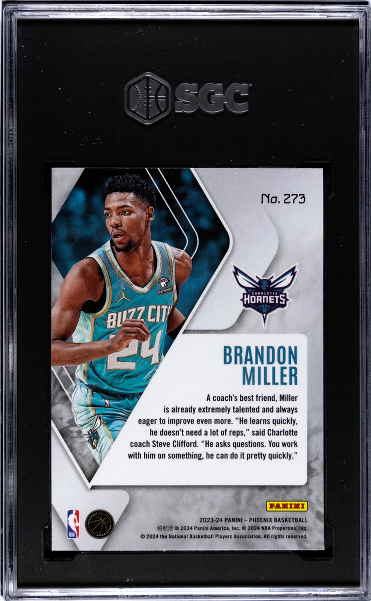 2023-24 Panini Phoenix Blue Ice Brandon Miller #273 RC SGC 9