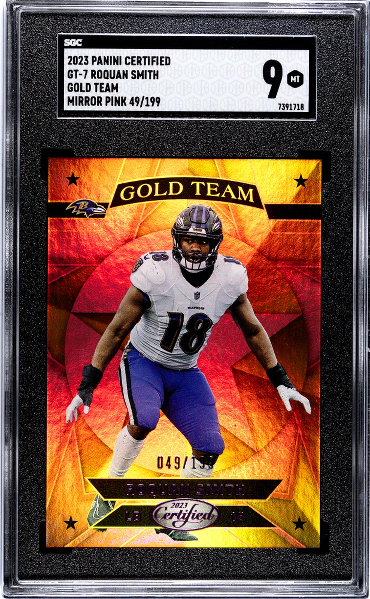 2023 Panini Certified Mirror Pink Roquan Smith #GT-7 /199 SGC 9