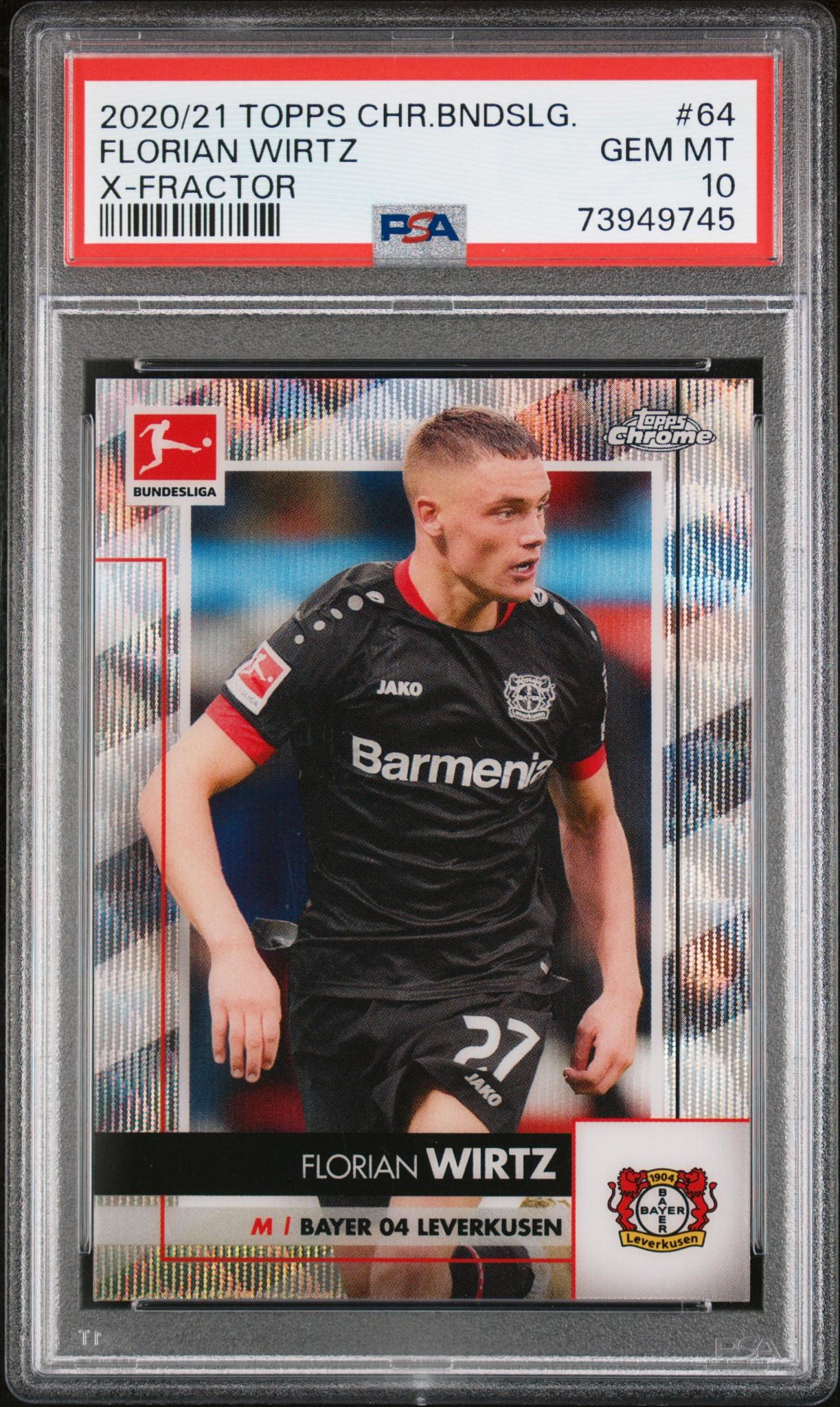 2020 Topps Chrome Bundesliga X-Fractor Florian Wirtz #64 /250 PSA 10