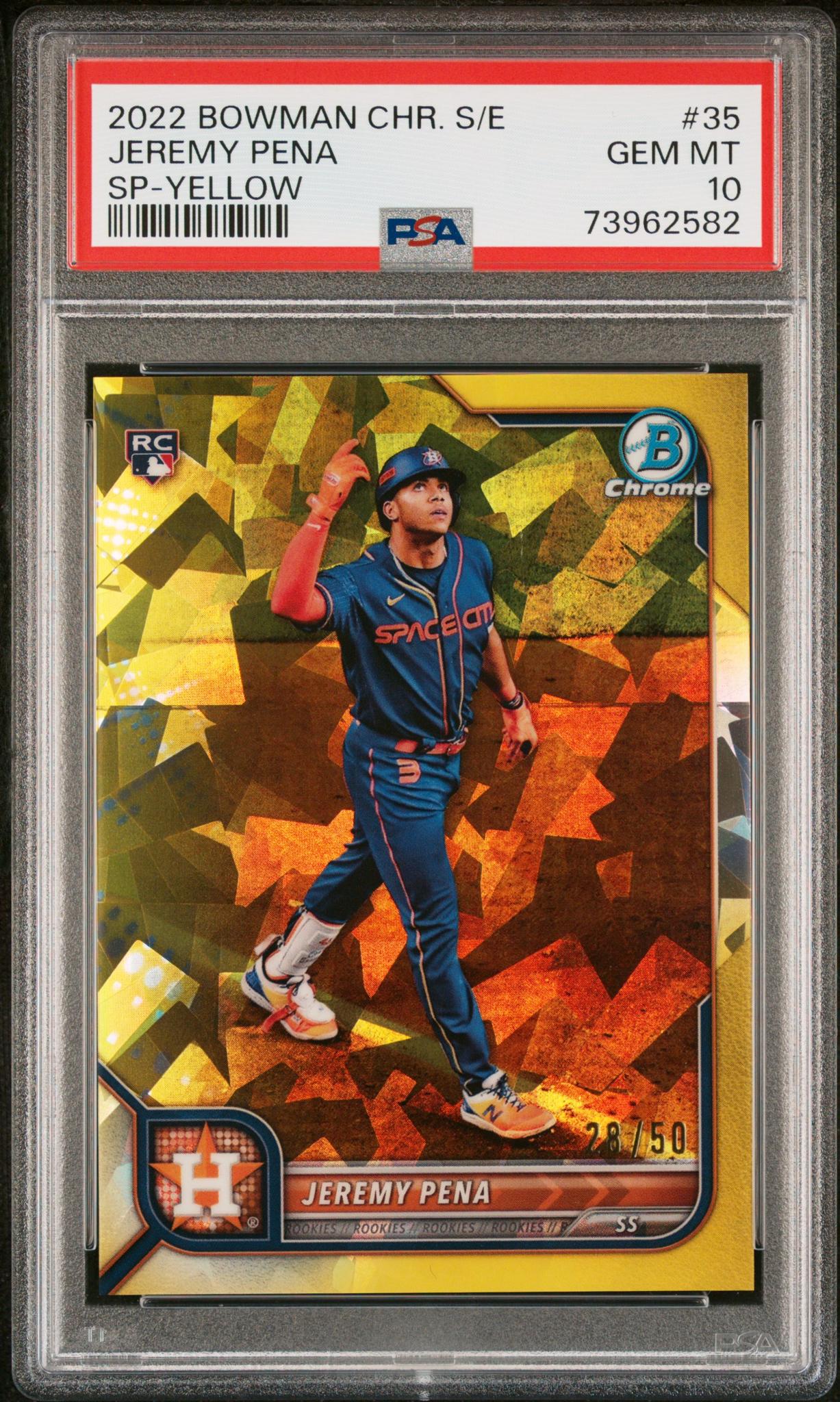 2022 Bowman Chrome Sapphire Edition #35 Jeremy Pena Sp-Yellow PSA 10