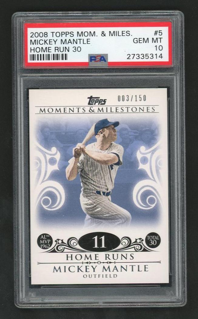 2008 Topps Moments & Milestones Home Run 30 Mickey Mantle #5 /150 PSA 10