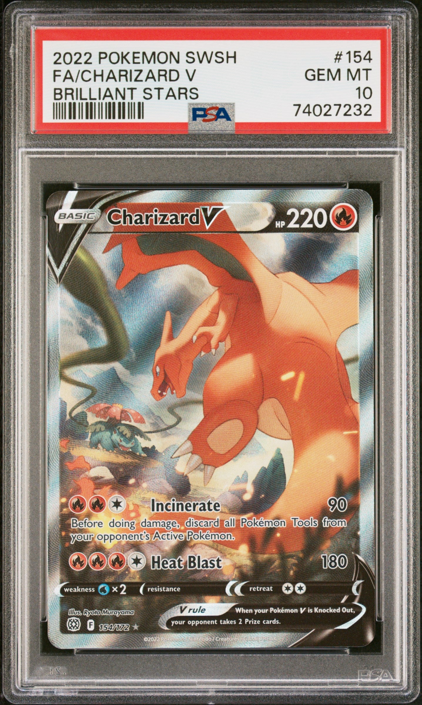 2022 Pokemon Sword and Shield Brilliant Stars Charizard V #154 PSA 10