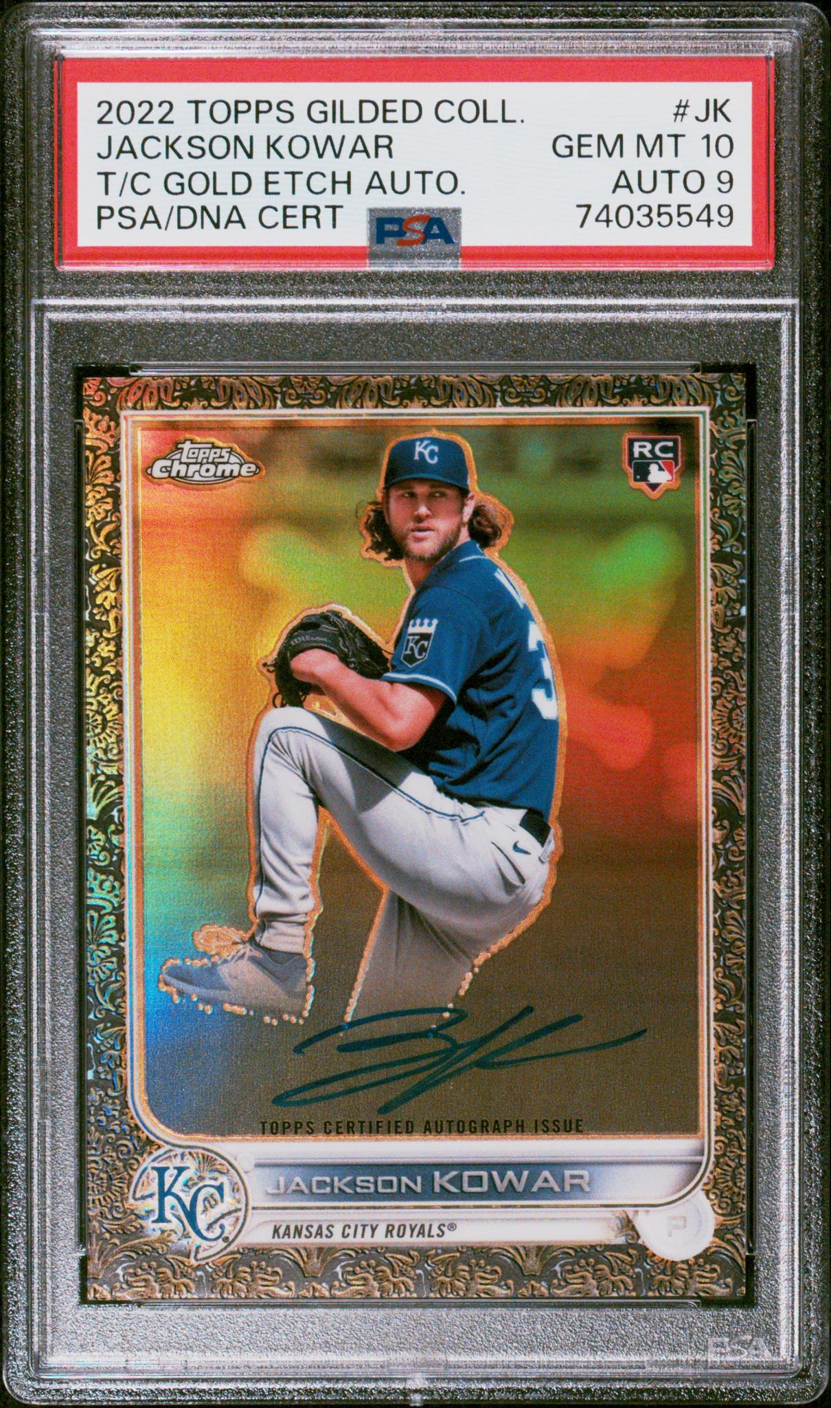 2022 Topps Gilded T/C Gold Etch Jackson Kowar #GEA-JK RC Auto /99 PSA 10 Auto 9