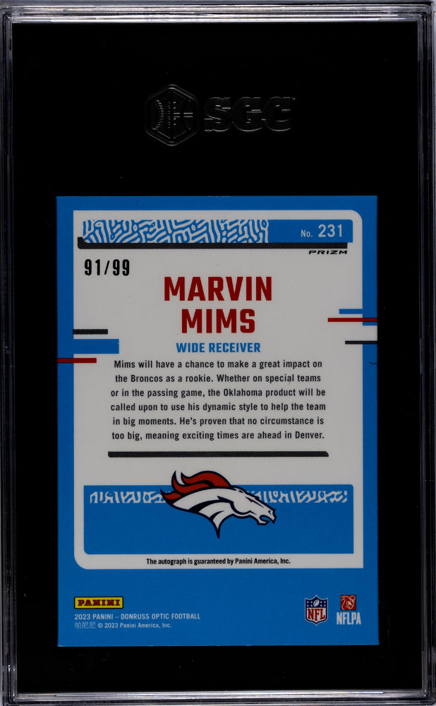 2023 Donruss Optic #231 Marvin Mims Auto. /99 SGC 10