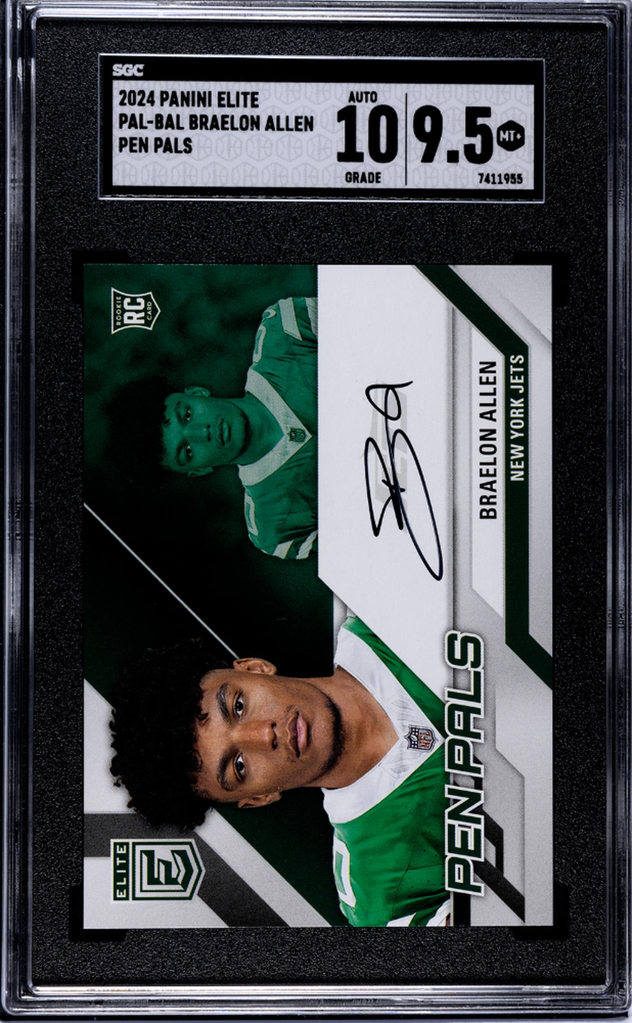 2024 Panini Elite Pen Pals Braelon Allen #PAL-BAL RC Auto SGC 9.5 Auto 10