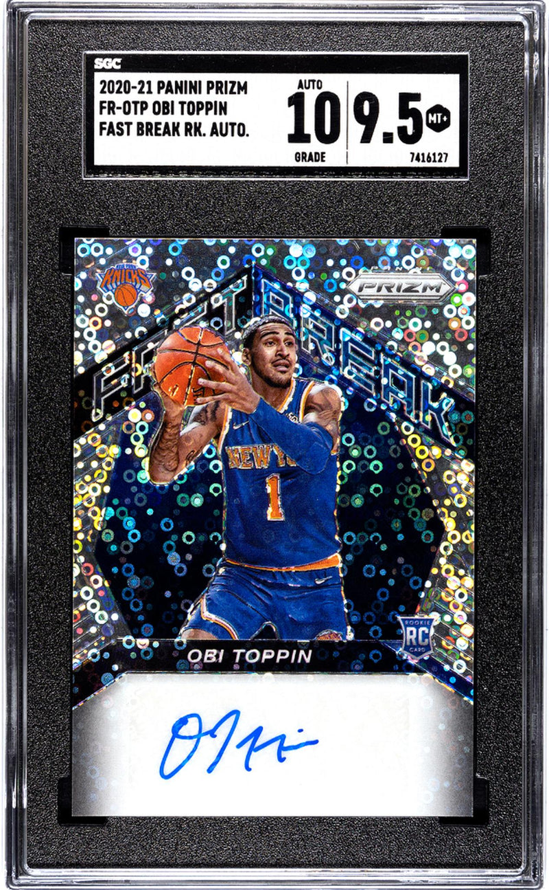 2020-21 Panini Prizm Fast Break Obi Toppin #FR-OTP RC Auto SGC 9.5 Auto 10
