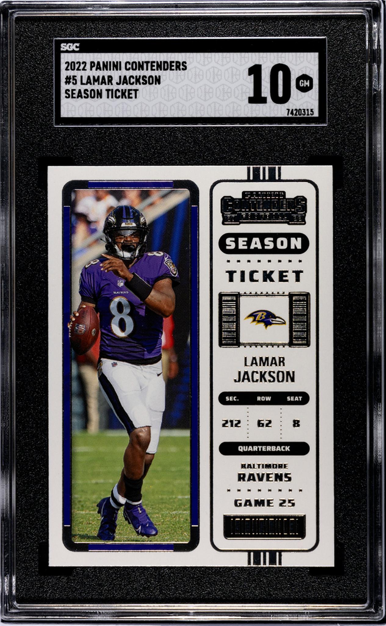2022 Panini Contenders Lamar Jackson #5 SGC 10