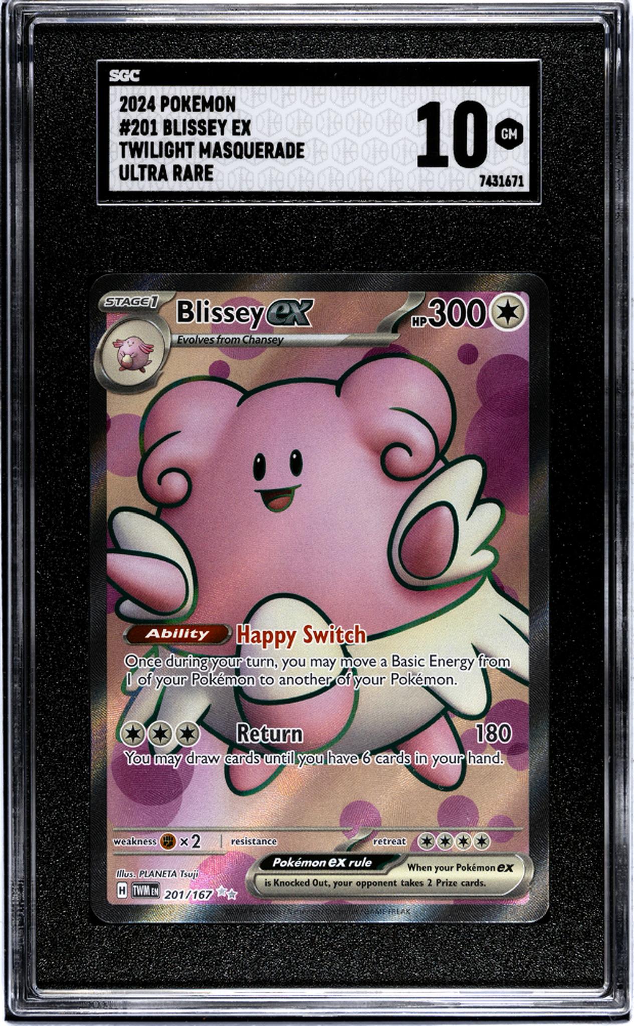 2024 Pokemon #201/167 Blissey EX Twilight Masquerade SGC 10