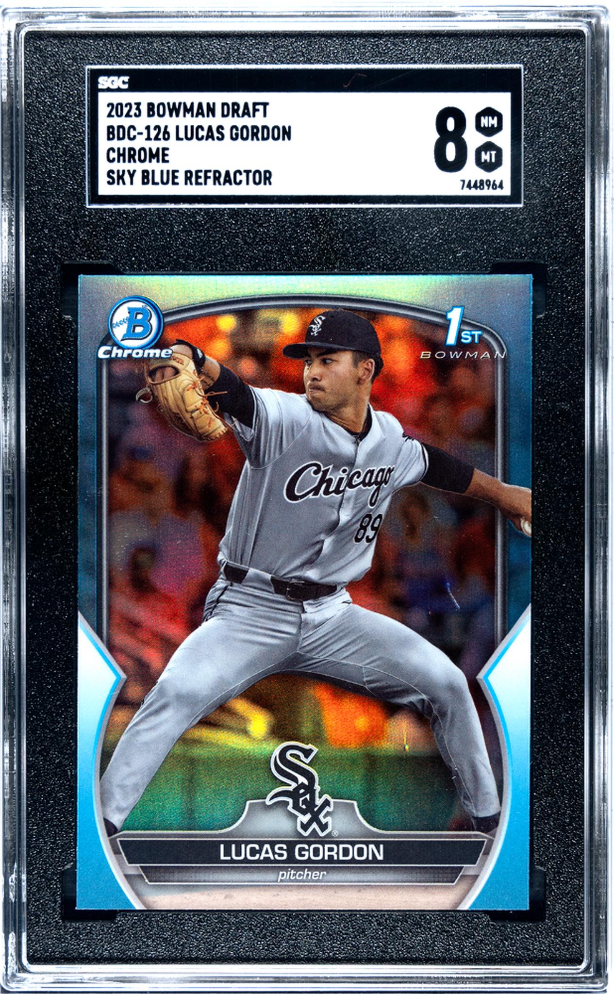 2023 Bowman Chrome #BDC-126 Lucas Gordon Sky Blue Refractor SGC 8