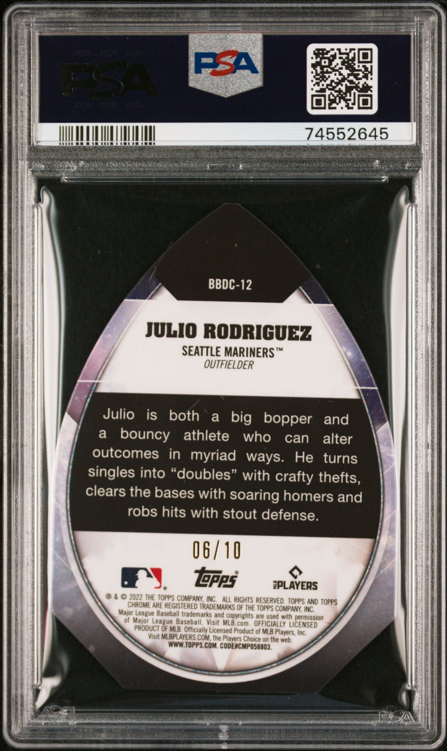 2022 Topps Chrome Ben Baller Ben's Diamond Die-Cuts #12 Julio Rodriguez Rose Gold Refractor PSA 9