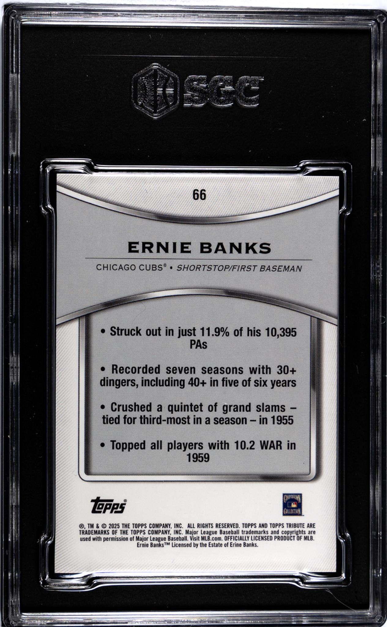 2025 Topps Tribute #66 Ernie Banks Gold /75 SGC 10