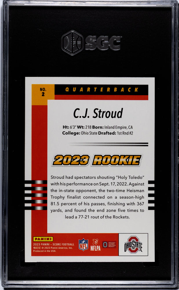 2023 Panini Score #2 Cj Stroud '03 Throwback Rookie SGC 10