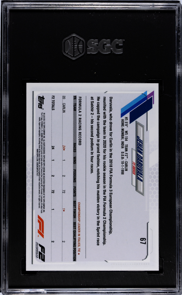 2021 Topps Chrome F1 Checker Flag Refractor Jehan Daruvala #67 SGC 10