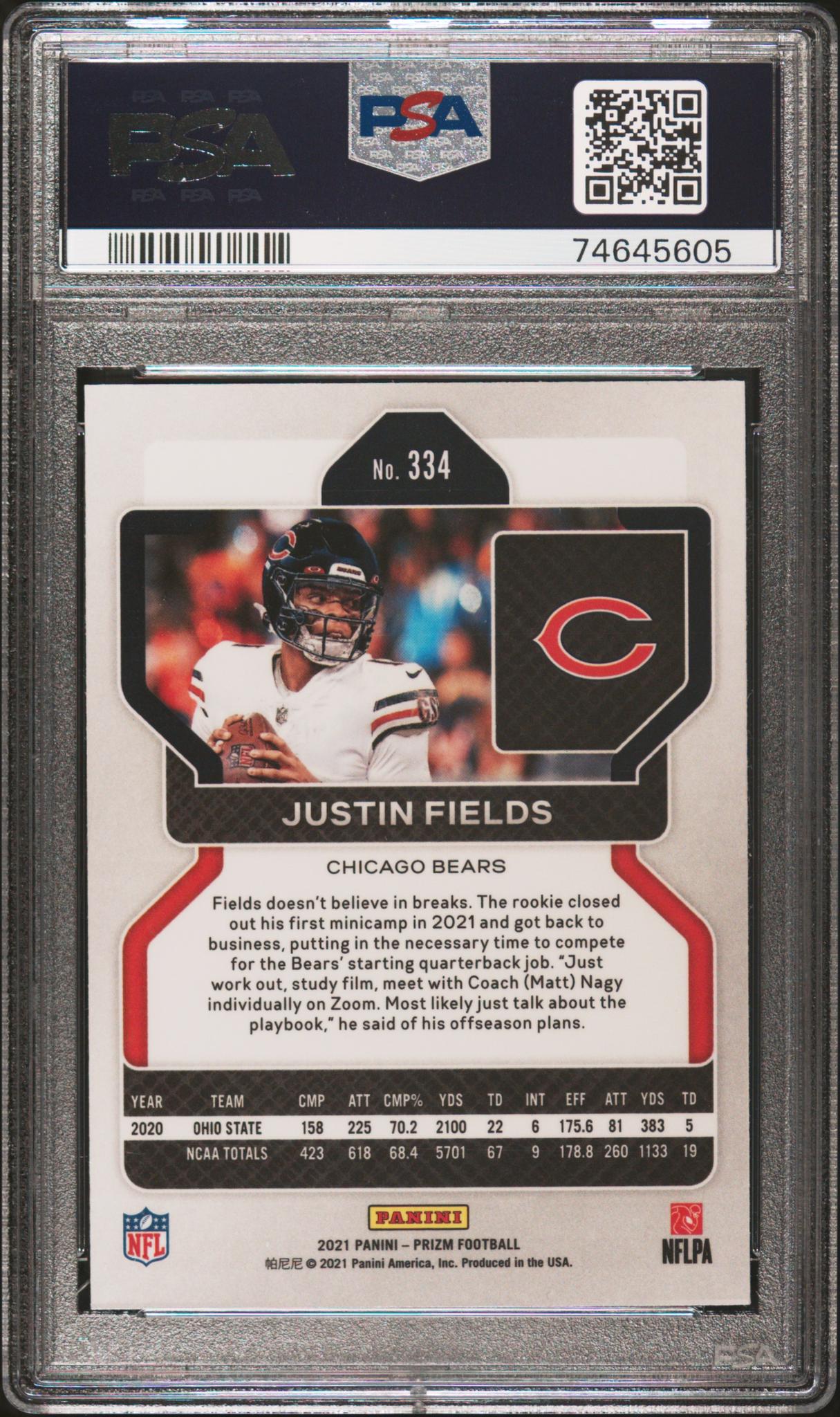 2021 Prizm #334 Justin Fields PSA 10