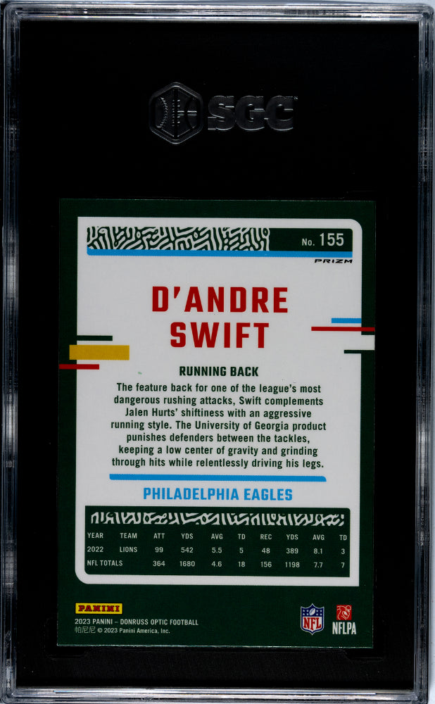 2023 Panini Donruss Optic #155 D'Andre Swift Holo  SGC 9.5