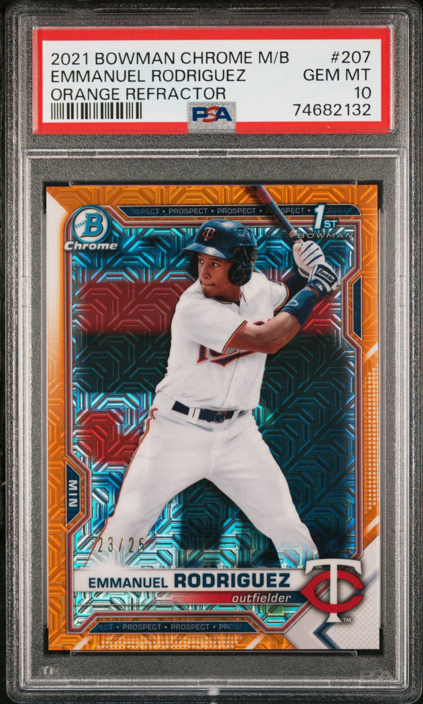 2021 Bowman Chrome Mega Box #207 Emmanuel Rodriguez Orange Refractor PSA 10