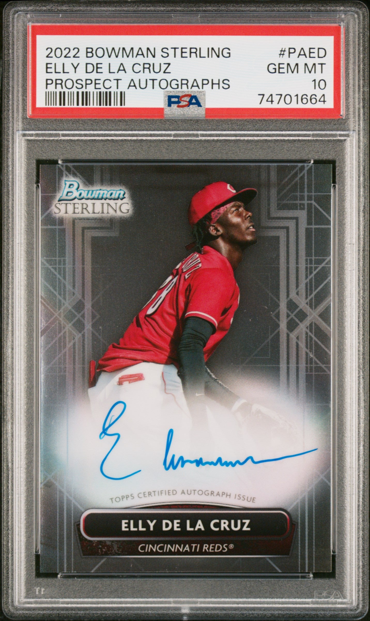 2022 Topps Bowman Sterling Prospect Autographs Elly De La Cruz #PAED Auto PSA 10