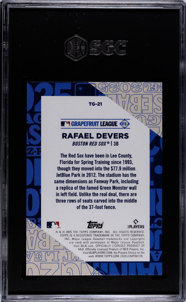 2025 Topps #TG-21 Rafael Devers Training Grounds SGC 10