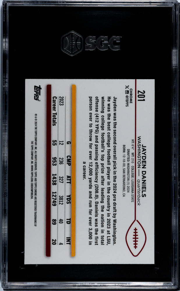 2024 Topps Chrome Jayden Daniels #201 RC SGC 9.5